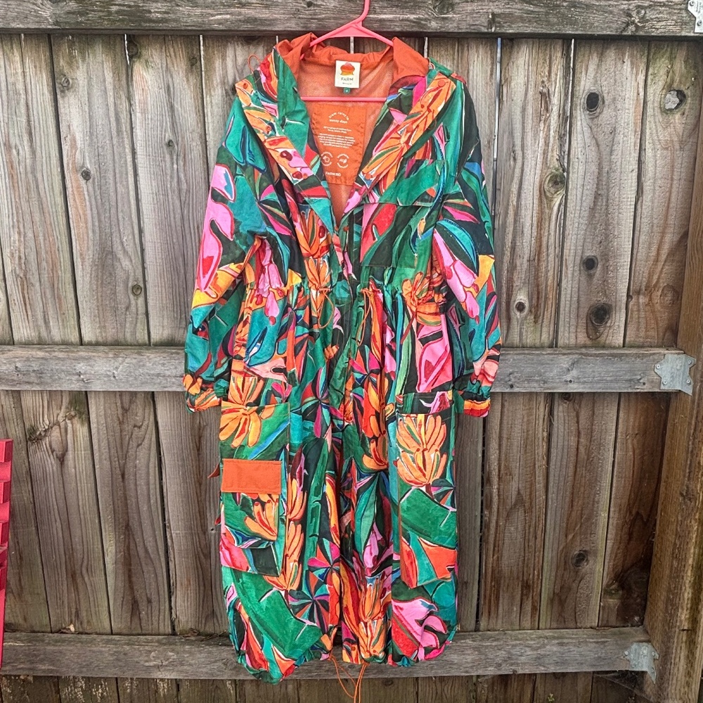 FARM RIO Green Banana Foliage Maxi Raincoat